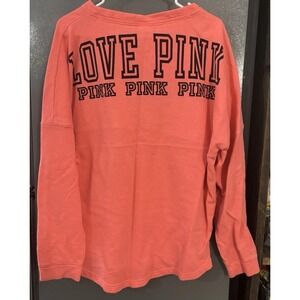 PINK Victoria Secret Pullover Sweatshirt Women's Large Long Sleeve Neon Orange